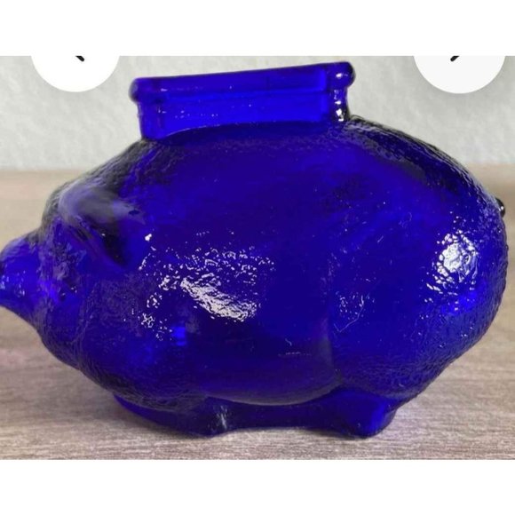 Vintage Small Cobalt Blue Glass Piggy Coin Money Bank•MINT CONDITION•I have ten - Picture 8 of 10